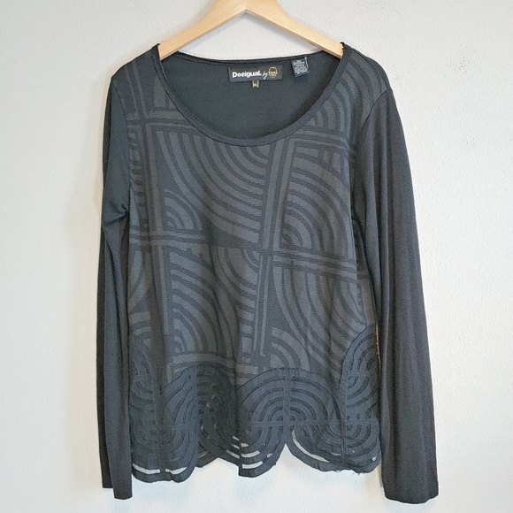 Desigual by Christian Lacroix Women's Black Abstract Scoop Neck Blouse Sz XXL - Picture 1 of 10